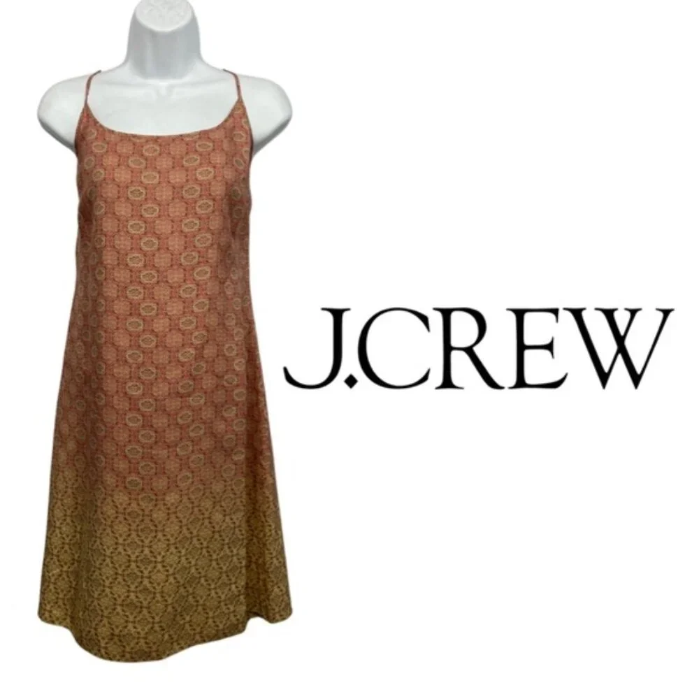 J.Crew 100% Silk Mini Slip Dress Bohemian Paisley Print - Size 6 - Picture 1 of 8